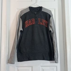 Harley-Davidson Long Sleeve Henley Gray Black Waffle Weave Mens Large